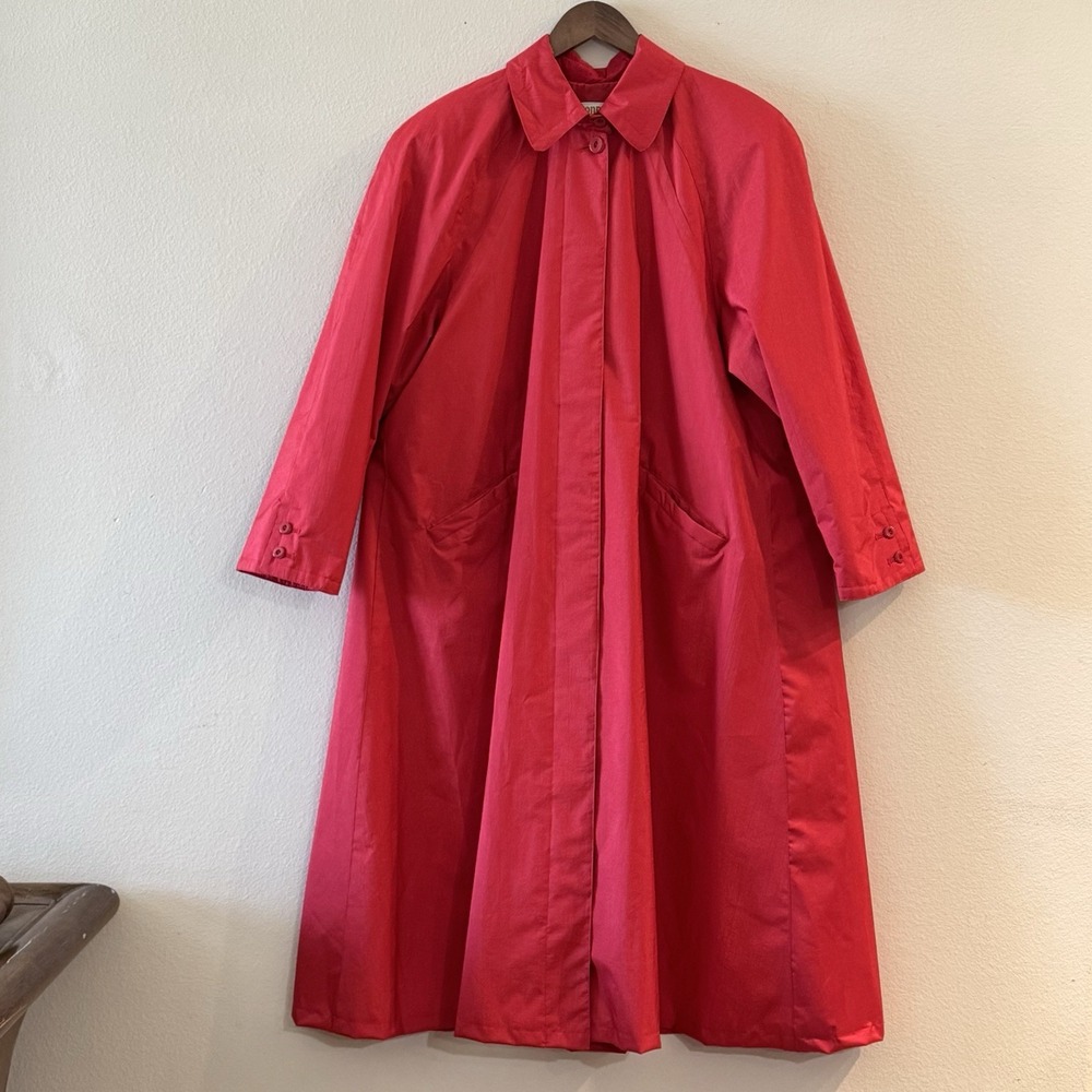 Vintage London Towne Red Raincoat Women 10 Trench Coat Korea Lined Retro